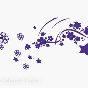 Blue Flower Pattern Wallpaper 3d model