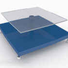 Blauwe glazen salontafel