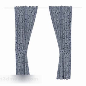 Blue Gray Pattern Curtain 3d model