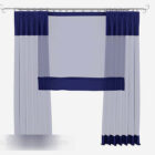Home Simple Curtain Blue Fabric