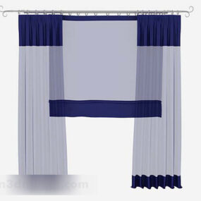 Hjem Enkel gardin blå stoff 3d-modell