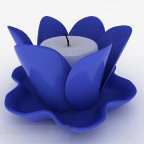 Blue Lotus Shaped Candlestick 3d model