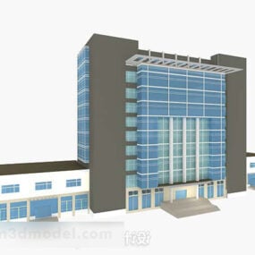 نموذج ثلاثي الأبعاد لمبنى المكاتب الزجاجي الأزرق