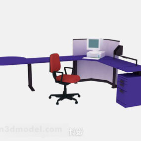 Model 3d Tabel Kursi Kantor Biru