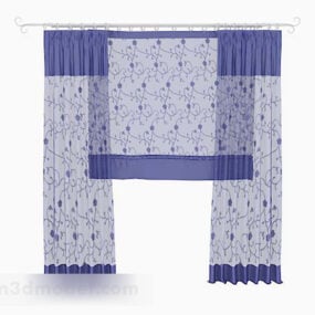Blue Pattern Curtain 3d model