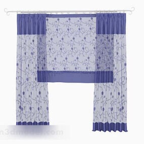Blue Pattern Yarn Curtain 3d model