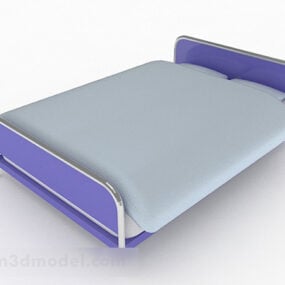 Mô hình 3d giường đôi màu xanh tím