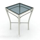 Mesa de comedor cuadrada de vidrio azul
