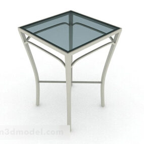 青いガラスの正方形のダイニングテーブル3Dモデル