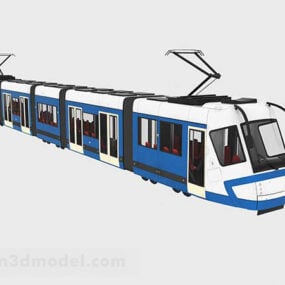 3D model japonského modrého tramvajového kolejového vozidla