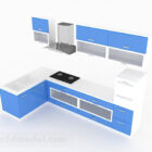 Синяя кухня L-образный дизайн