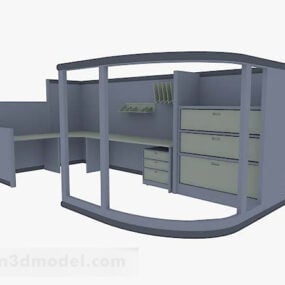 Blue Wooden Desk 3d model