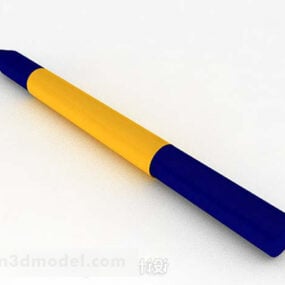Blauer gelber Stift 3D-Modell