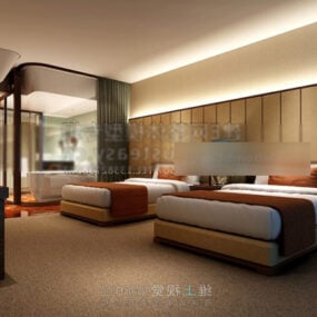 مدل 3 بعدی داخلی اتاق بوتیک هتل