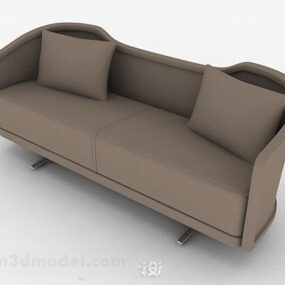 Braunes lässiges Doppelsofa-Möbel-3D-Modell