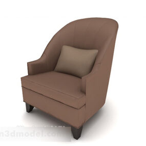 Model 3d Sofa Tunggal Minimalis Kasual Coklat