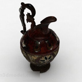 Vintage hnědá keramická váza dekorace 3D model