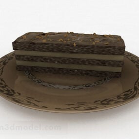 Ruskea suklaakakku Jälkiruokakalusteet 3d-malli