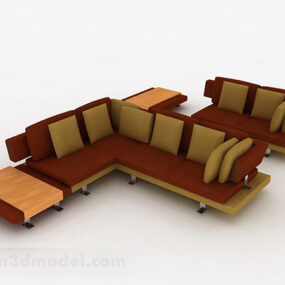 نموذج أريكة باللون البني ثلاثي الأبعاد