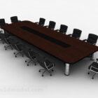 Table et chaises de conférence marron