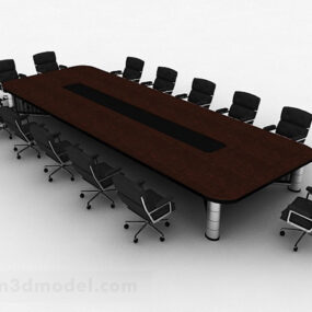 Brown Conference Table And Chairs 3d model