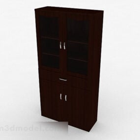 Mô hình 3d Tủ khóa hiển thị nhiều lớp cửa đôi màu nâu