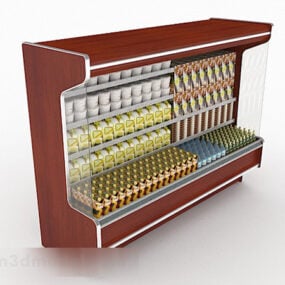 نموذج ثلاثي الأبعاد لأثاث كشك المشروبات باللون البني