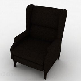 Brown Fabric Lounge Chair 3d model