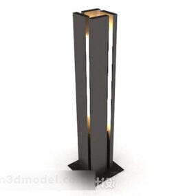 Brown Wooden Floor Lamp 3d model