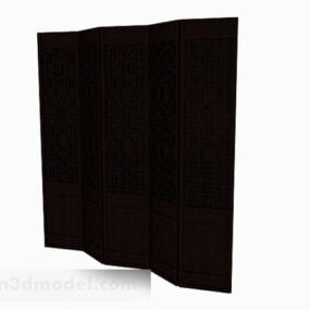 Brown Five Sided Carved Screen 3d model