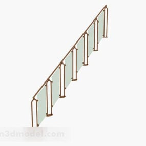 Καφέ γυάλινο κιγκλίδωμα σκάλας τρισδιάστατο μοντέλο