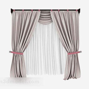 Brown Curtains Home Decoration 3d model