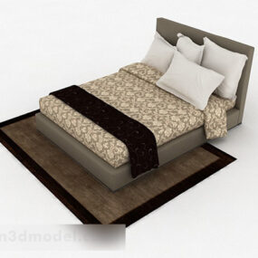 Mô hình 3d giường đôi nhà màu nâu