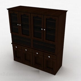 Wooden Four Door Display Cabinet 3d model