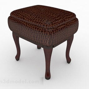 Modelo 3d de banco de sofá de couro de madeira clássico