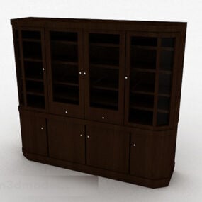 Vitrina marrón de cuatro puertas para sala de estar modelo 3d