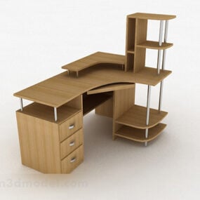 棕色简约办公桌3d模型