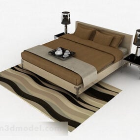 Brown Minimalist Double Bed 3d model