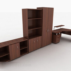 Brown Minimalist Home Cabinet Combination 3d model