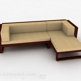 Brown Minimalist Home Multi-seater Sofa 3d model