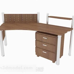 Mô hình 3d bàn làm việc hiện đại tối giản màu nâu