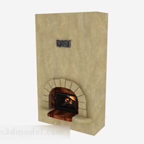 Modello 3d di progettazione del camino in pietra minimalista marrone