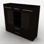 Brown minimalist wooden bookcase 3d model