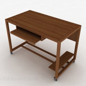 Brown Minimalist Wooden Desk 3d model