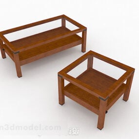 Brown Minimalistic Coffee Table Combination 3d model