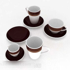 3д модель коричневого минималистичного набора чашек