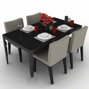Minimalist Dining Table And Chair Furniture 3d model