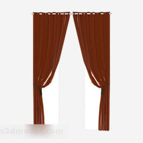 Brown Minimalistic Long Curtain 3d model