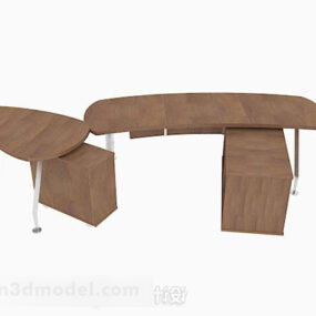 3д модель коричневого минималистичного индивидуального стола