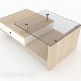 茶色のミニマリストの小さなコーヒーテーブルのデザイン3Dモデル